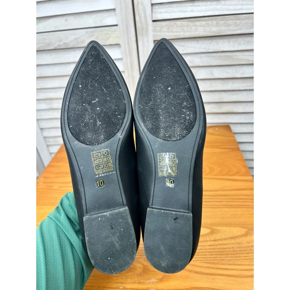 Journee Collection Pointed Toe Flat 10 Black Womens Rhinestone Dressy